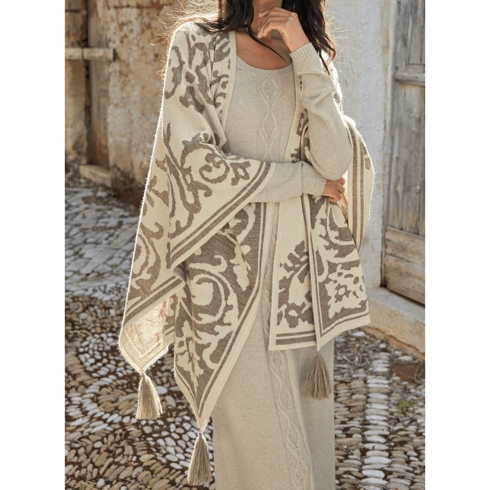 NWT Peruvian Connection Wrap Poncho Climbing Vine Ruana 100% Baby Alpaca Floral